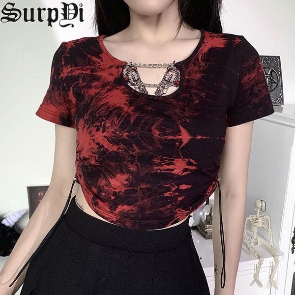 

women's t-shirt streetwear 2021 tie dye summer clothes for women clothing fashion casual chain splicing femme mujer camisetas, White