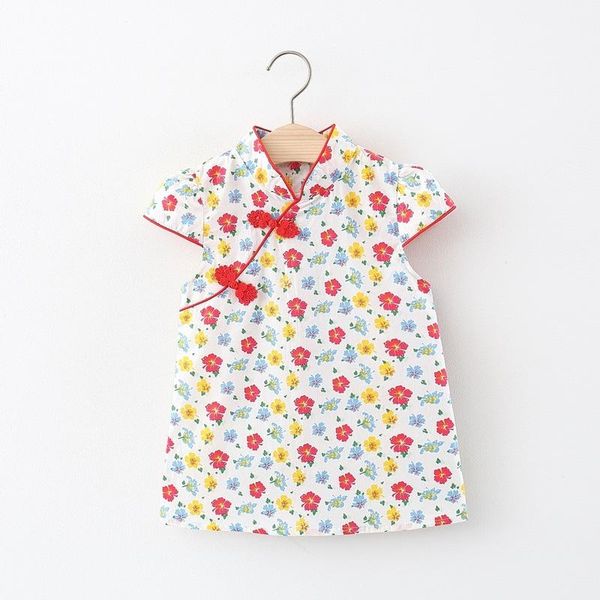 

(4 pieces/lot) 2021 arrival girl's summer dress 042903 dresses, Red;yellow