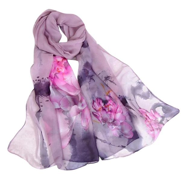 

scarves 160x50cm soft chiffon scarf women autumn beach style flower print long from india ladies casual wrap shawls bandanas 10, Blue;gray