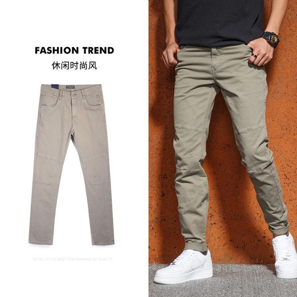 

men's autumn and winter thick loose straight casual pants business trousers pure cotton texture stretch foot, Black