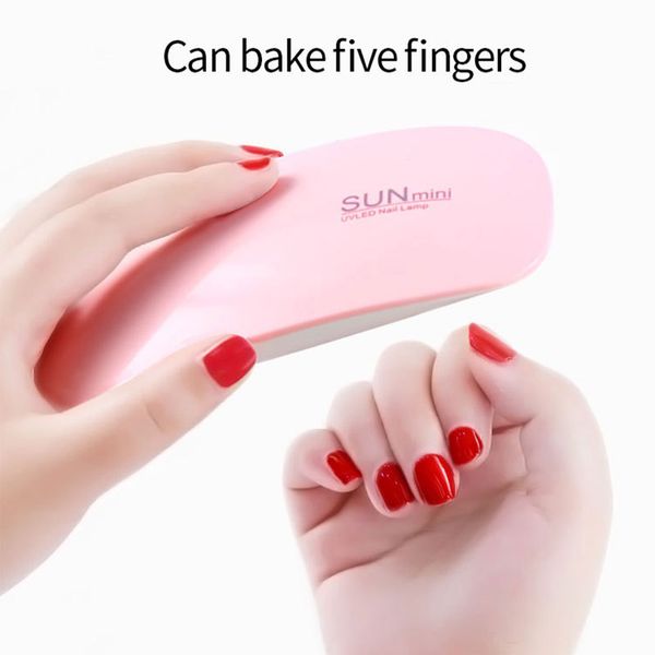 

6w mini nail dryer pink white uv led nails lamp portable micro usb cable home use drying for gel varnish