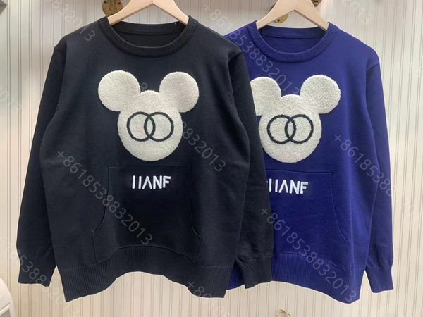 

21ss designer clothes women cchen wool knit sweater super elastic brand round neck pullover letter logo crochet mujer coat jacket winter wom, White;black