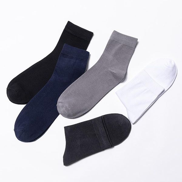 

men's socks mid-calf pure cotton deodorant long solid color business, Black