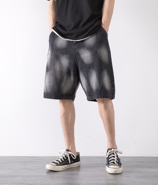 

men's jeans vintage denim shorts men 2021 summer thin trendy brand loose straight tube casual all over the wide leg five legged pants, Blue