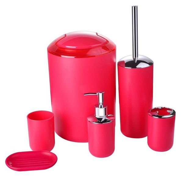 

6pcs/set bathroom toiletries practical plastic tooth brushing holder mouthwash cup soap box trash can emulsion bottle bath accessory set