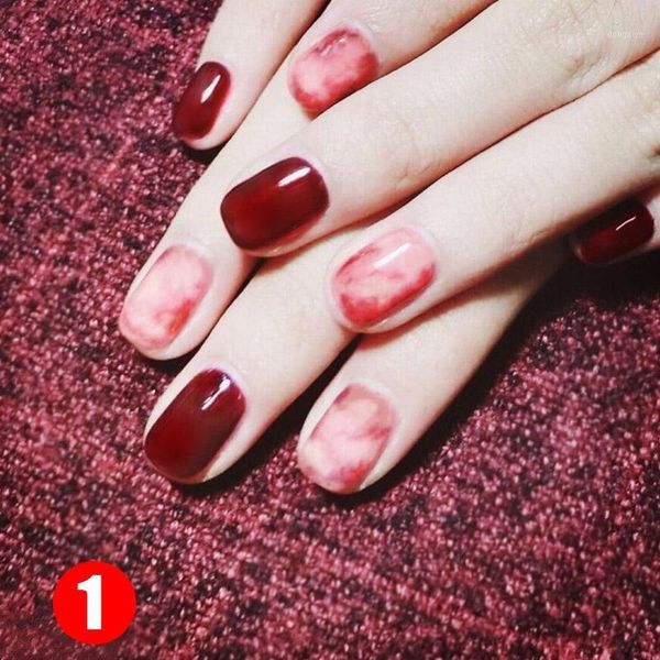 

24pcs/set false fake nails square finish designs finger nail art tips decor 9981, Black