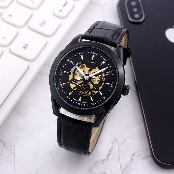 

2022 luxury men's watch three needle series automatic mechanical designer watch longin brand leather watchband, Slivery;brown