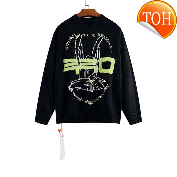 

bugs white off style bunny letter embroidery fashion brand sweater, Black