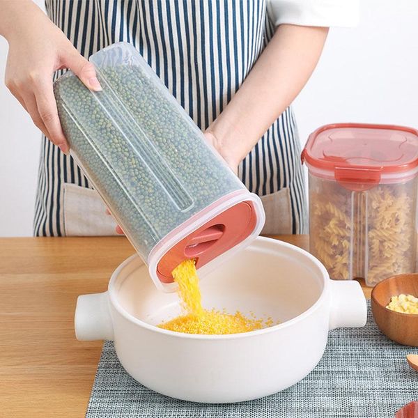 

grid rotating storage box kitchen organizer containers rice dispenser organization household dried fruit tank bottles & jars