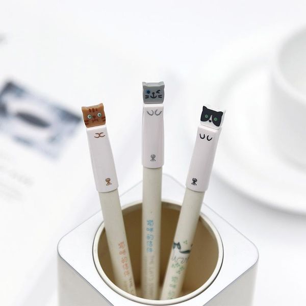 

gel pens korean cute cat japanese 0.38mm pen kawaii blue black wrting office school supplies stationery for kids student