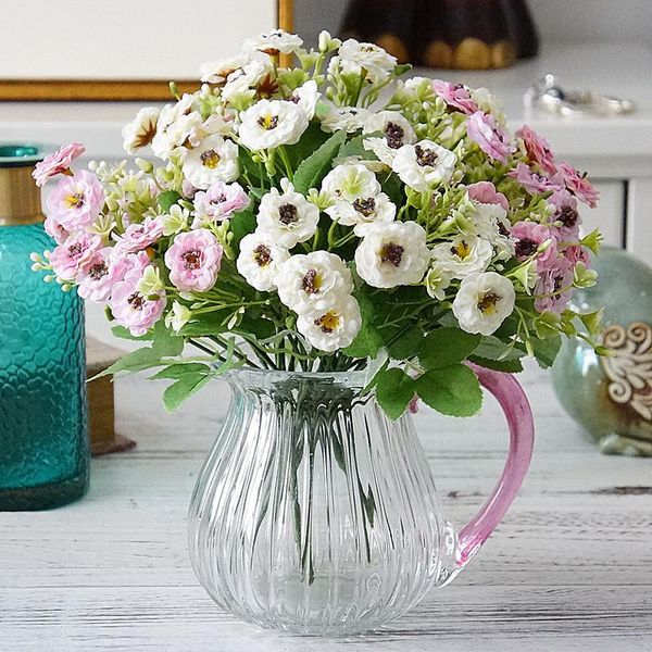 

decorative flowers & wreaths 15 heads silk rose artificial fake bouquet wedding home party decorations dried