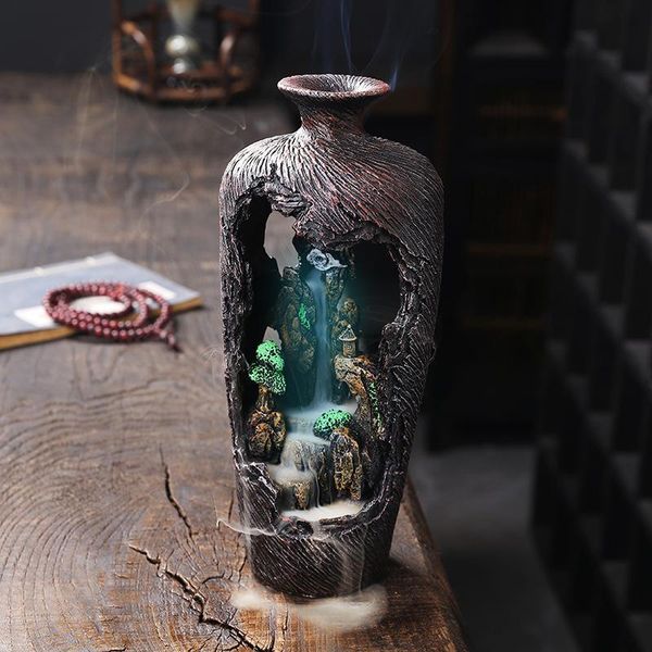 

fragrance lamps backflow resin incense burner mountain aroma mosquito coil holder incensario home decoration bk50xx
