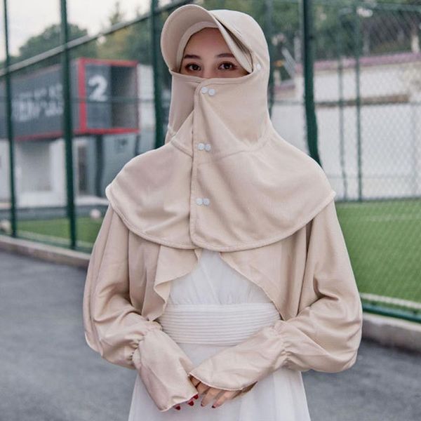 

wide brim hats summer ladies 360 degree sun protection visor face neck shawl clothing sleeve suit female mountaineering hat, Blue;gray