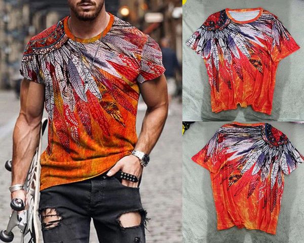 

men's t-shirts feather cross pattern print t-shirt men 3d printed casual fashion tees summer streetwear sports harajuku t shirt, White;black