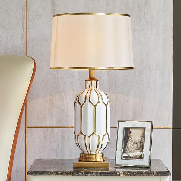 

40x68cm bedroom ceramic table lamp for living room household bedside fabric decorative lamps