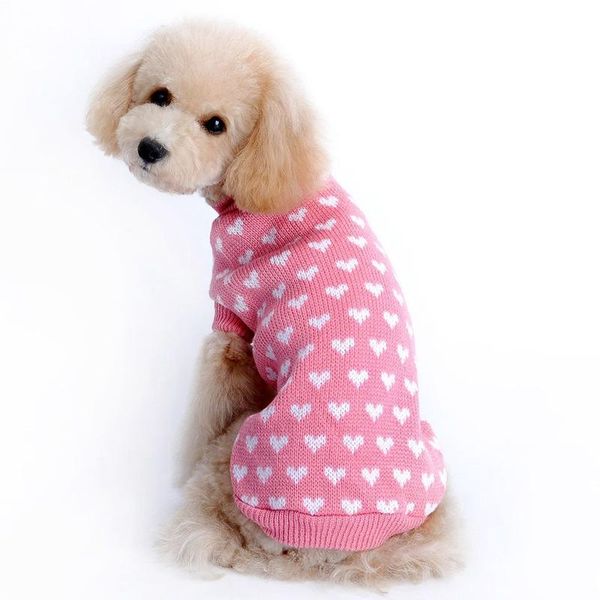 

dog apparel clothes pet sweater peach heart wholesale round neck slim