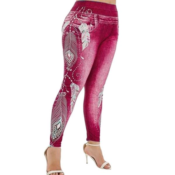 

women's leggings 2021 women legging classic stretchy slim imitation jean skinny jeggings pants big size bottom, Black