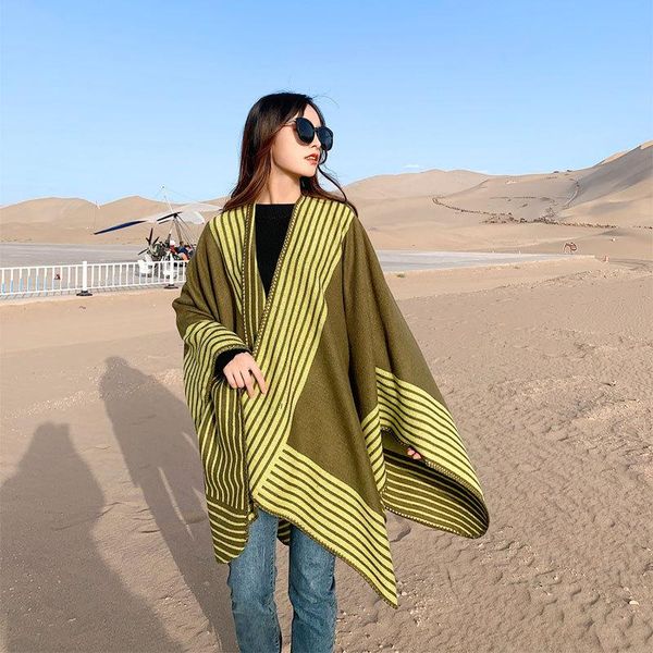 

scarves spring autumn stripe splicing scarf shawl fashion warm napped wrap women scarfs for ladies muslim, Blue;gray