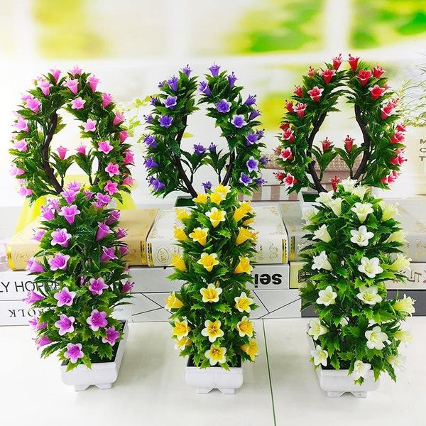 

decorative flowers & wreaths artificial green plants bonsai plastic flower small tree pot plant for home garden deskdecoration