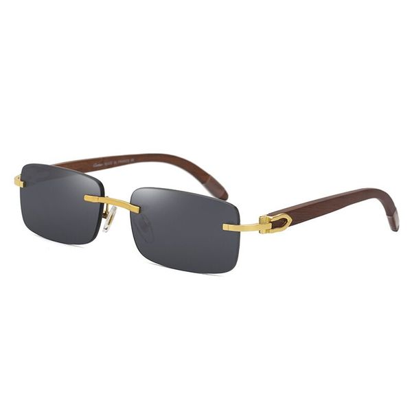 

2021 fashion buffalo horn man retro wood sunglasses mens and womens black brown transparent lens frameless sports attitude driving glass, White;black