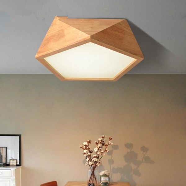 

ceiling lights creative wood geometric led lamps modern living room bedroom aisle light, indoor lighting fixture