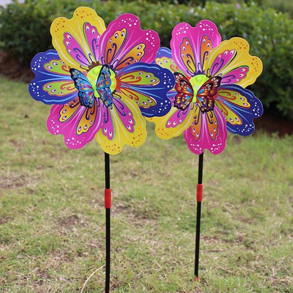 

1pcs 3d butterfly flower windmill multicolor colourful wind spinner garden yard decoration kids toy party favor