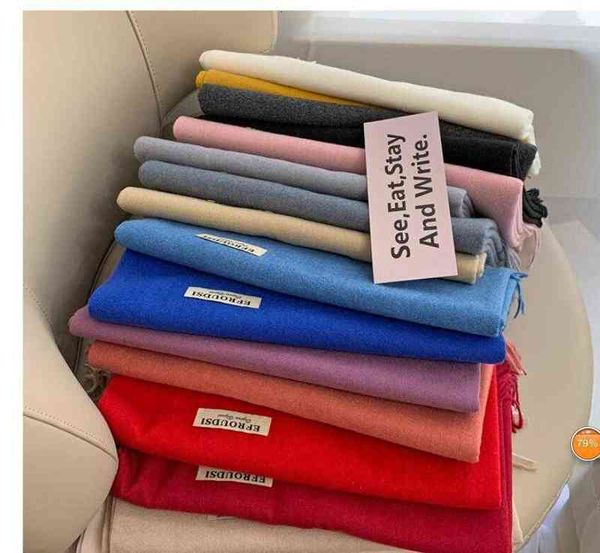 

scarves solid color tassel scarf women's autumn and winter cold proof men's bib south korea thickened warm summer imitation cashme, Blue;gray