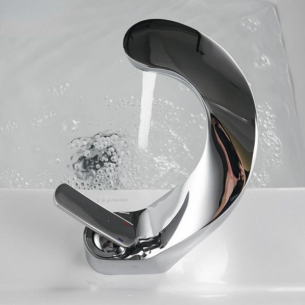

bathroom sink faucets basin faucet cold and waterfall contemporary chrome brass mixer deck mounted tap