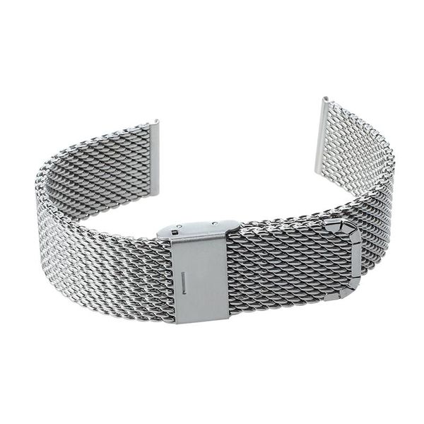 

watch bands 18mm mesh steel band strap bracelet safety buckle silver, Black;brown