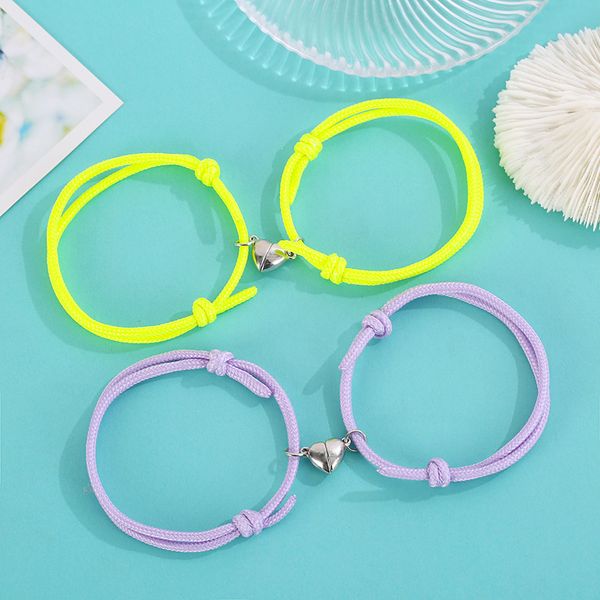 

kimter 2pcs/set creative couple magnetic attraction ball bracelet for stainless steel friendship bracelets jewelry q594fz, Golden;silver