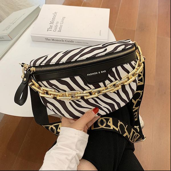 

zebra pattern pu leather fanny waist bag packs winter fashion phone purses ladies chest bags