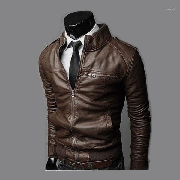

men's jackets mens pu leather locomotive coat solid stand collar jacket jaquetas zipper motorcycle outwear m-2xl, Black;brown