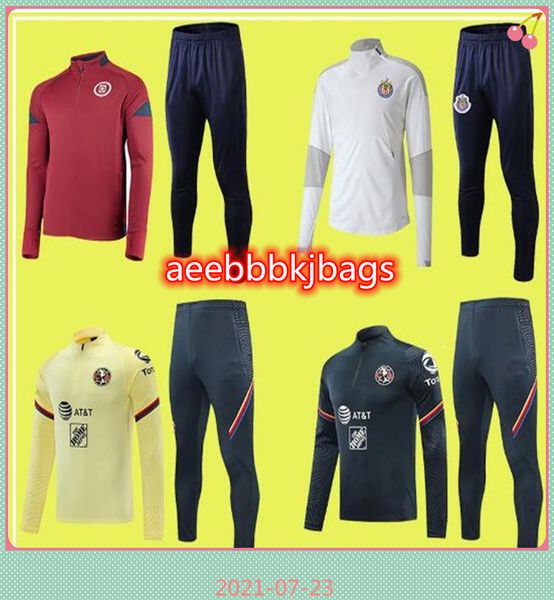 

20/21 chivas de guadalajara soccer training suit 2022 2021 club america half-zip sweatshirt sudadera cruz azul entrenamiento, Black