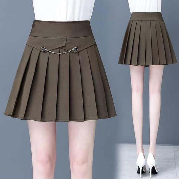 

skirts summer spring preppy style fashion women high waisted black khaki pleated mini skirt , sweet cute for woman