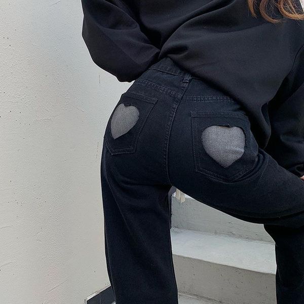 

women's jeans streetwear high waist gray vintage straight harajuku 2021 denim pants full length women, Blue