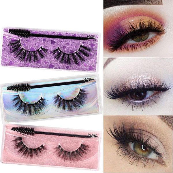 

false eyelashes 1 pair of with brush thick long 3d eyelash dramatic cross wispy fluffy mink lashes