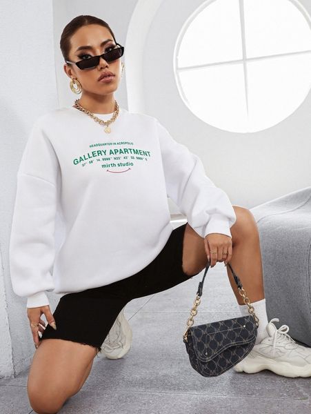 

letter graphic drop shoulder sweatshirt o3oo#, White;black