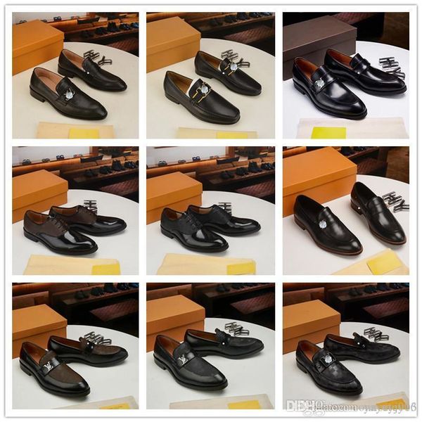 

iduzi 16 style mens designer formal shoe genuine leather oxford shoes for men italian 2020 dress shoes wedding shoes laces leather brogue si, Black