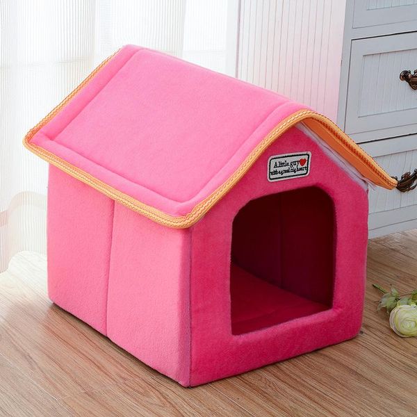 

kennels & pens large pet dog bed cat house cave comfortable print kennel mat for puppy winter summer foldable supply