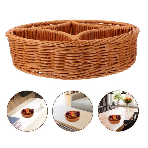 

dishes & plates 1pc simple weaving fruit basket home snack for (light brown)