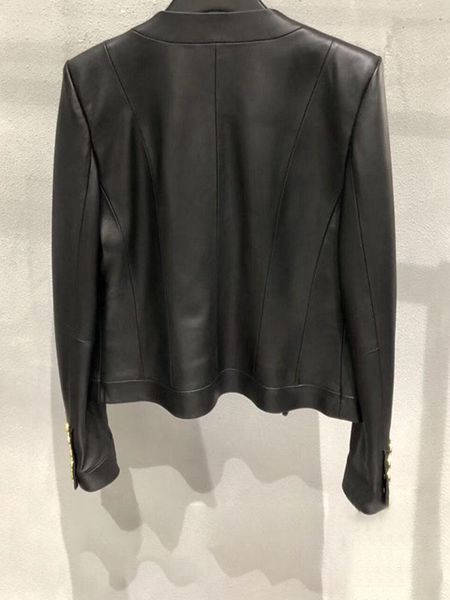 

women's leather & faux coats woman real jacket fashion sheepskin coat female jackets single breasted sheep skin, Black