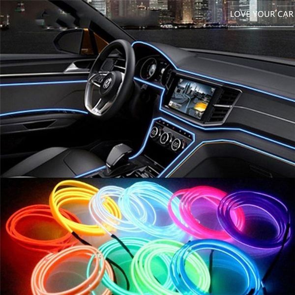 

car styling ambient light interior decoration el wire easy sew flexible led neon strip 12v inverter driver interior&external lights