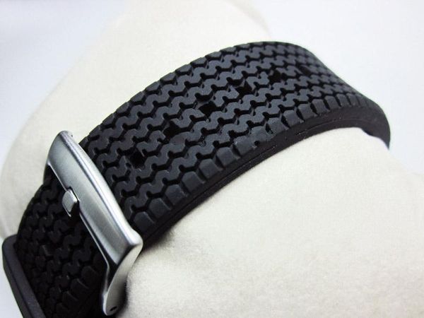 

watch bands thick watchbands 21mm/22mm rubber bracelet band strap waterproof silica gel straps belt tire pattern watchban, Black;brown