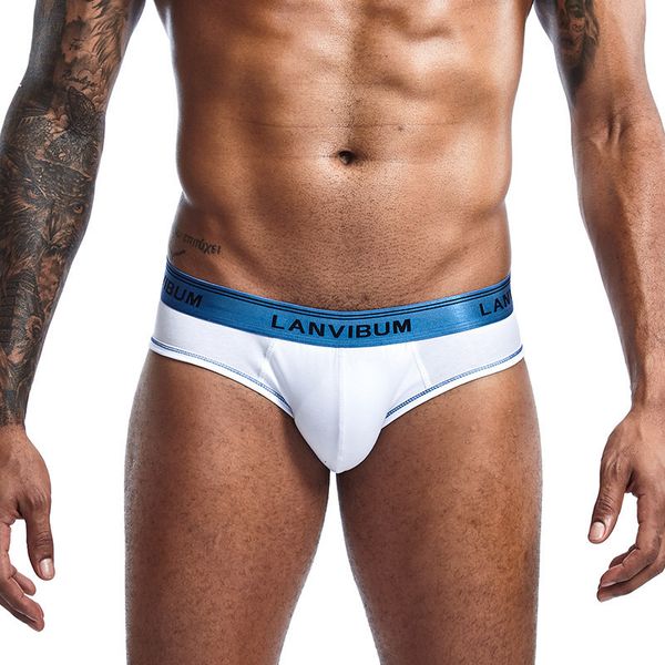 

brief underpants breathable soft cotton men's shorts slips cueca u convex male panties bright color underwear men, Black;white
