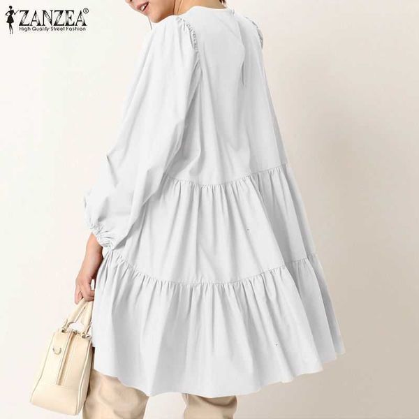 

women's blouses & shirts blouses elegant spring solid ruffle puff sleeve blouse blusas female casual hollow chemise plus size oqyg, White