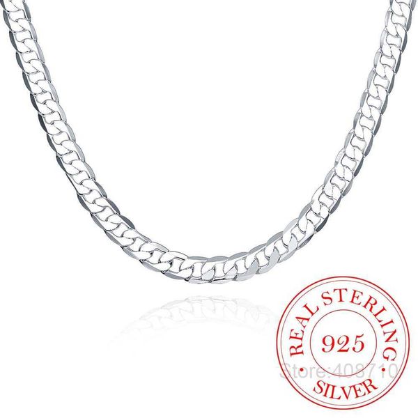 

designer necklace 925 sterling silver 8mm 16-24 inch men side chain atmospheric statement gift party jewelry