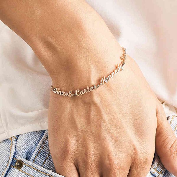 

noelia custom 1-3 names bracelet personalised letter stainless steel bracelets for friendship family women jewelry gift, Golden;silver