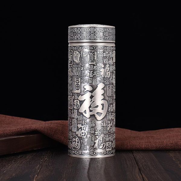 

water bottles hundred blessing vacuum flask sterling silver 999 health care bottle travel portable pocket good luck cup men women gift