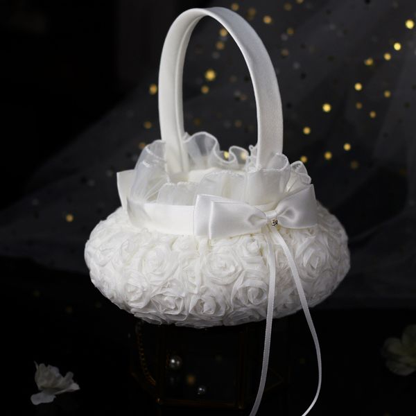 

2021 new arrival lace wedding accessories flower baskets 17.5*22cm