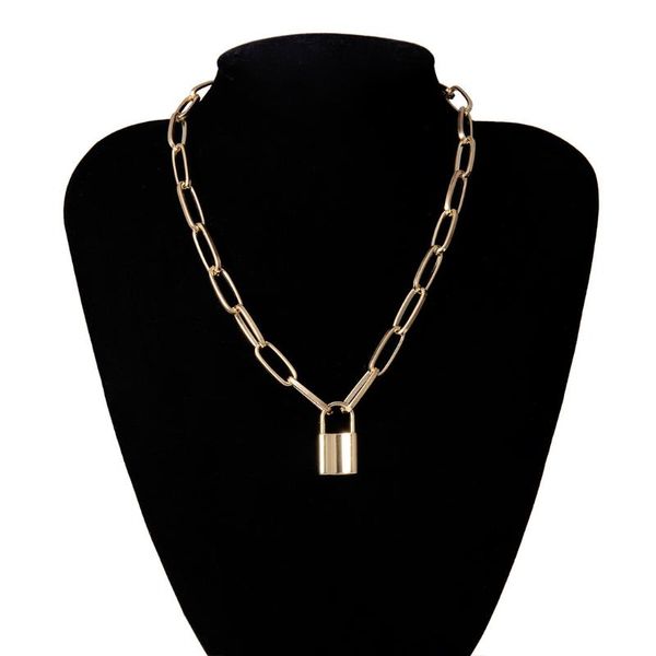 Mode Punk Männer Frauen Lock Anhänger Halskette Layered Kette Auf Den Hals Halsband Partei Schmuck 2021 Verkauf Metall Coole Halsketten